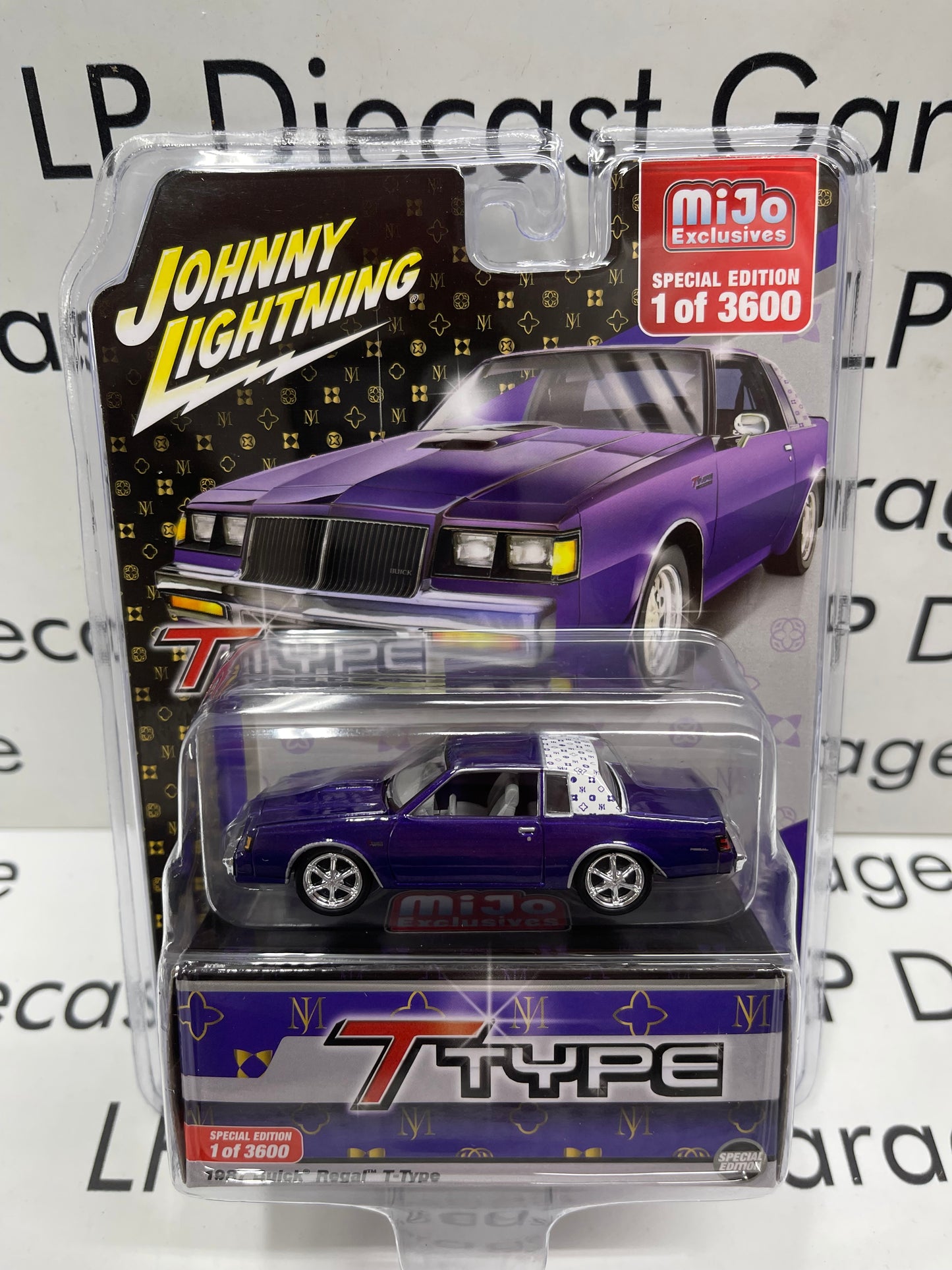 JOHNNY LIGHTNING 1987 Buick Regal T Type Purple MiJo Exclusive Gold 1:64 Diecast