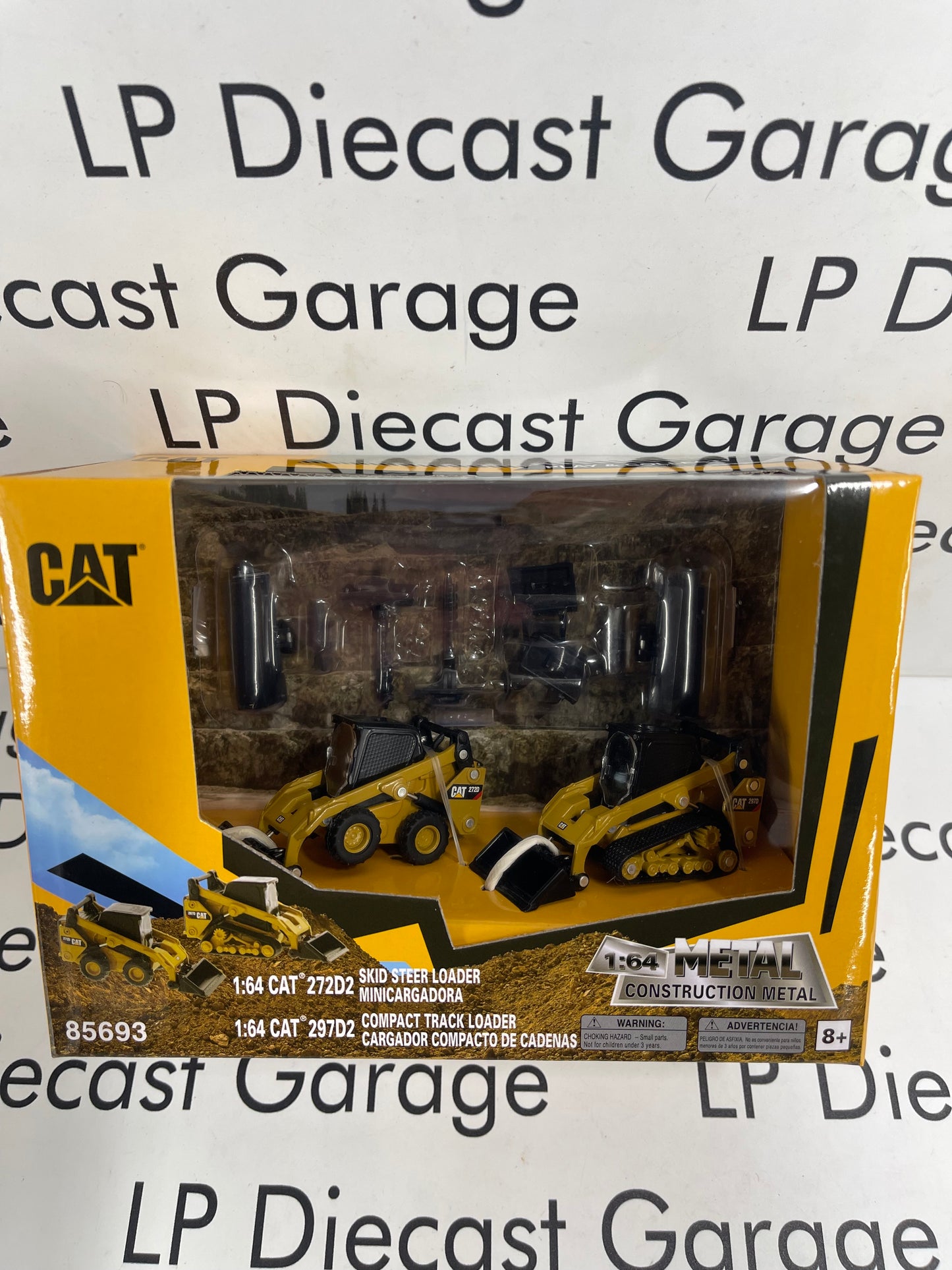 DIECAST MASTERS CAT 272D2 & 297D2 Loader Set w/ Attachments 1:64 Diecast