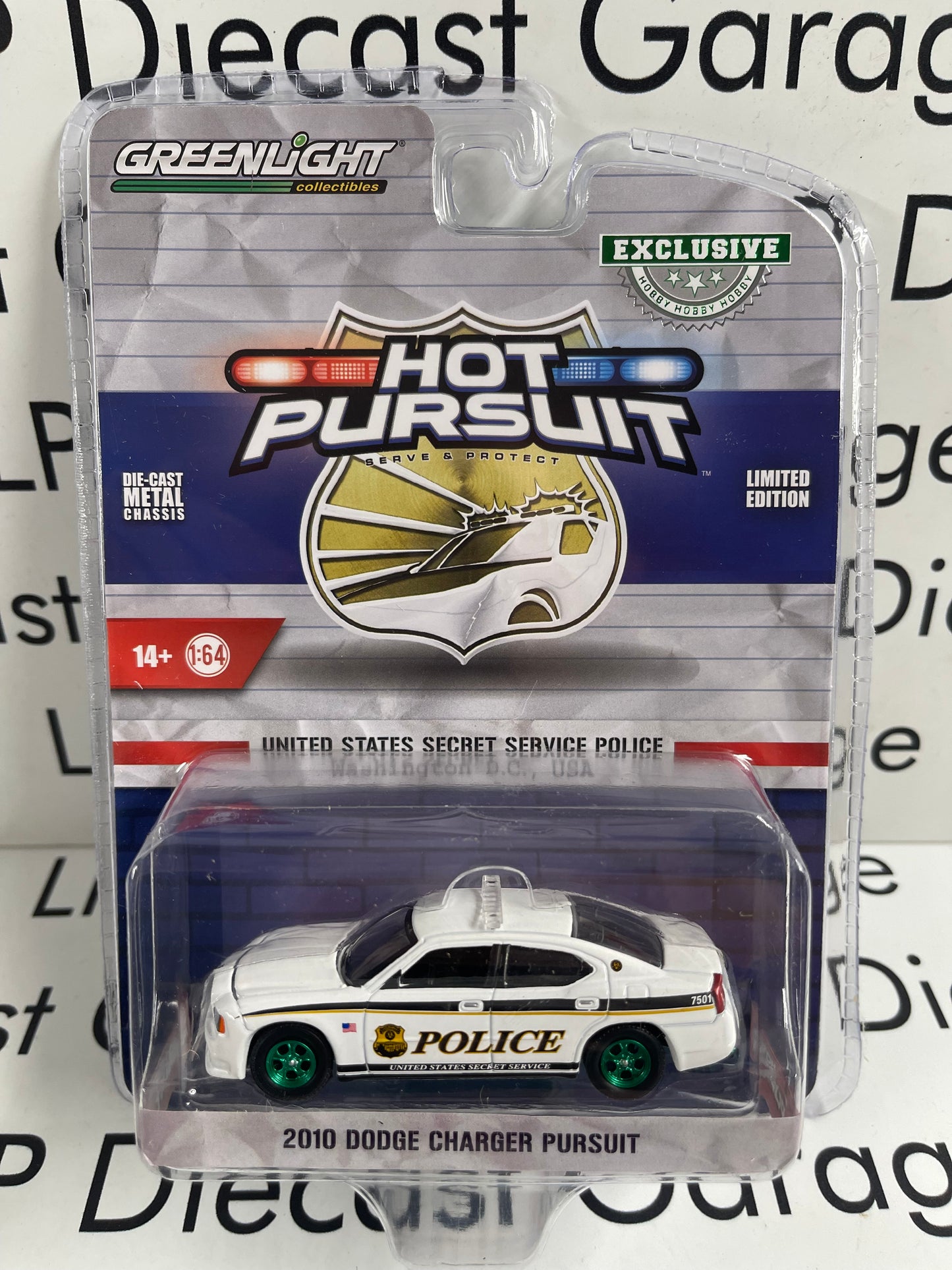 GREENLIGHT *GREEN MACHINE* 2010 Dodge Charger United States Secret Service  1:64 Diecast