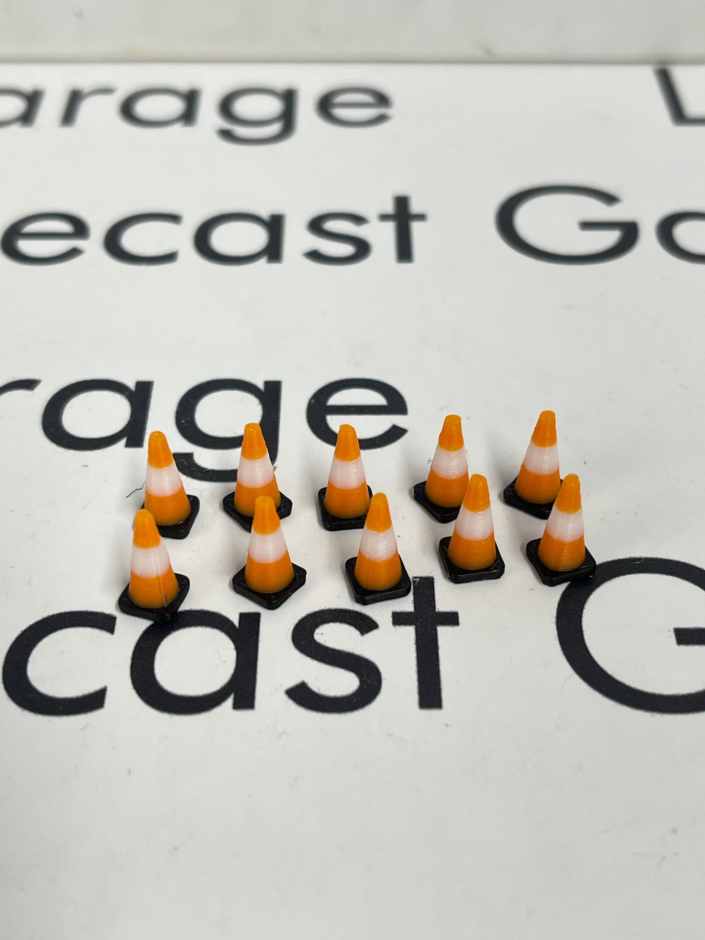 3D Printed Customs Set of 10 Traffic Cones for 1:64 Diecast Construction