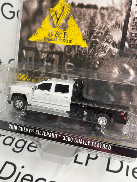 GREENLIGHT 2016 Chevy Silverado 3500 Flatbed White 1:64 Diecast B&B Exclusive