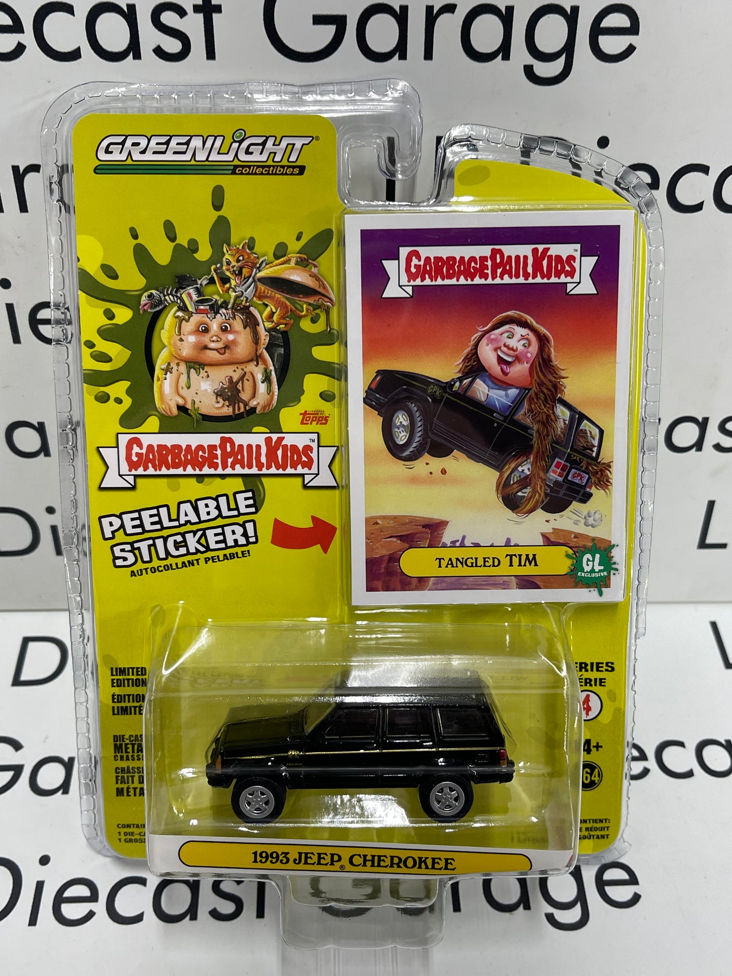 GREENLIGHT 1993 Jeep Cherokee Garbage Pail Kids Tangled Tim 1:64 Diecast