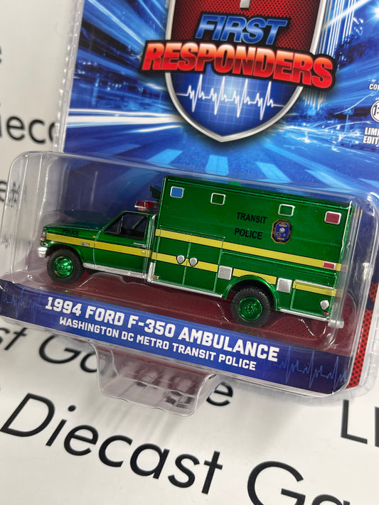 CHROME CHASE GREENLIGHT 1994 Ford F-350 Ambulance Washington Metro 1:64 Diecast