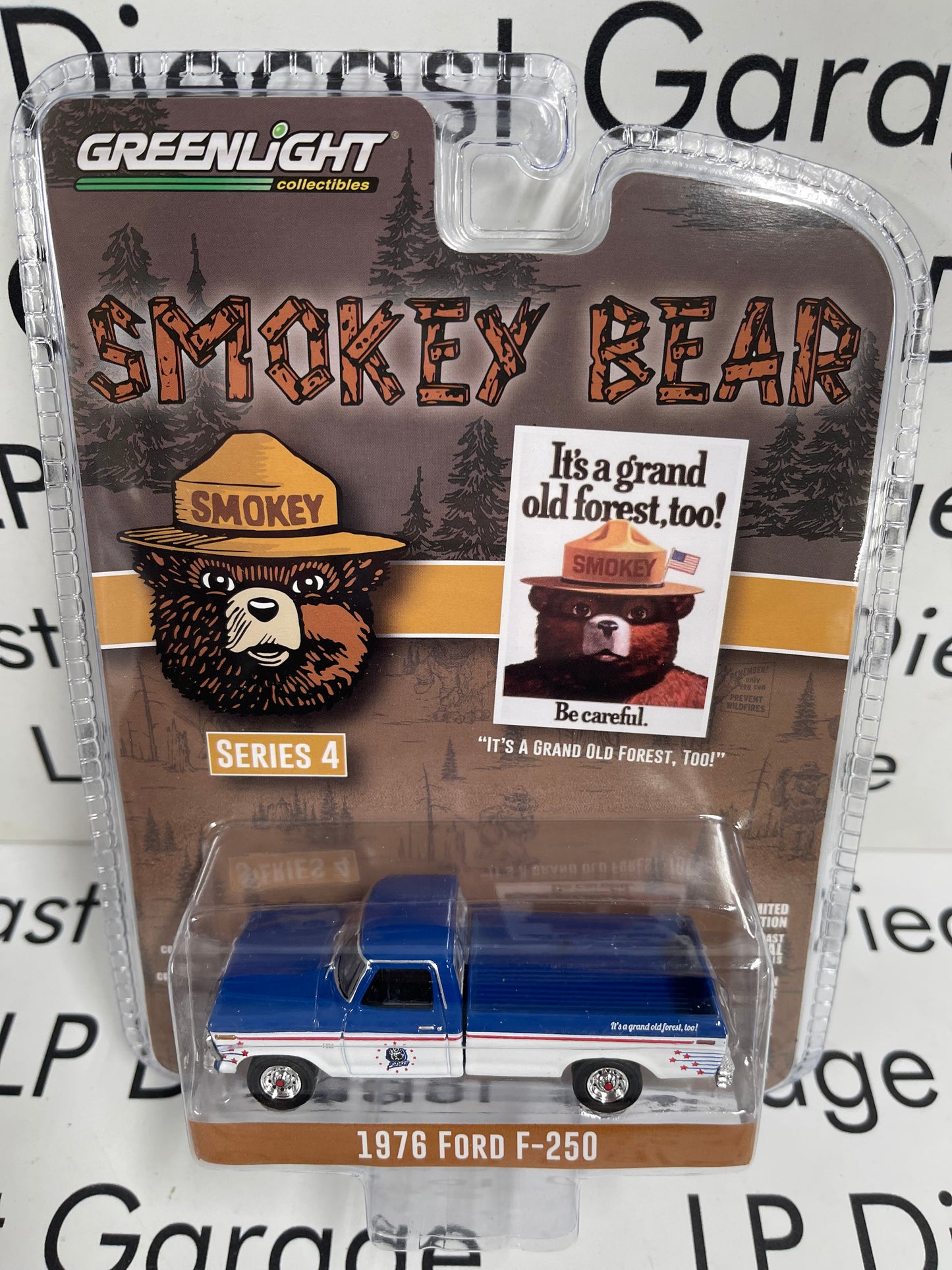 GREENLIGHT 1976 Ford F-250 Smokey Bear Blue & White 1:64 Diecast