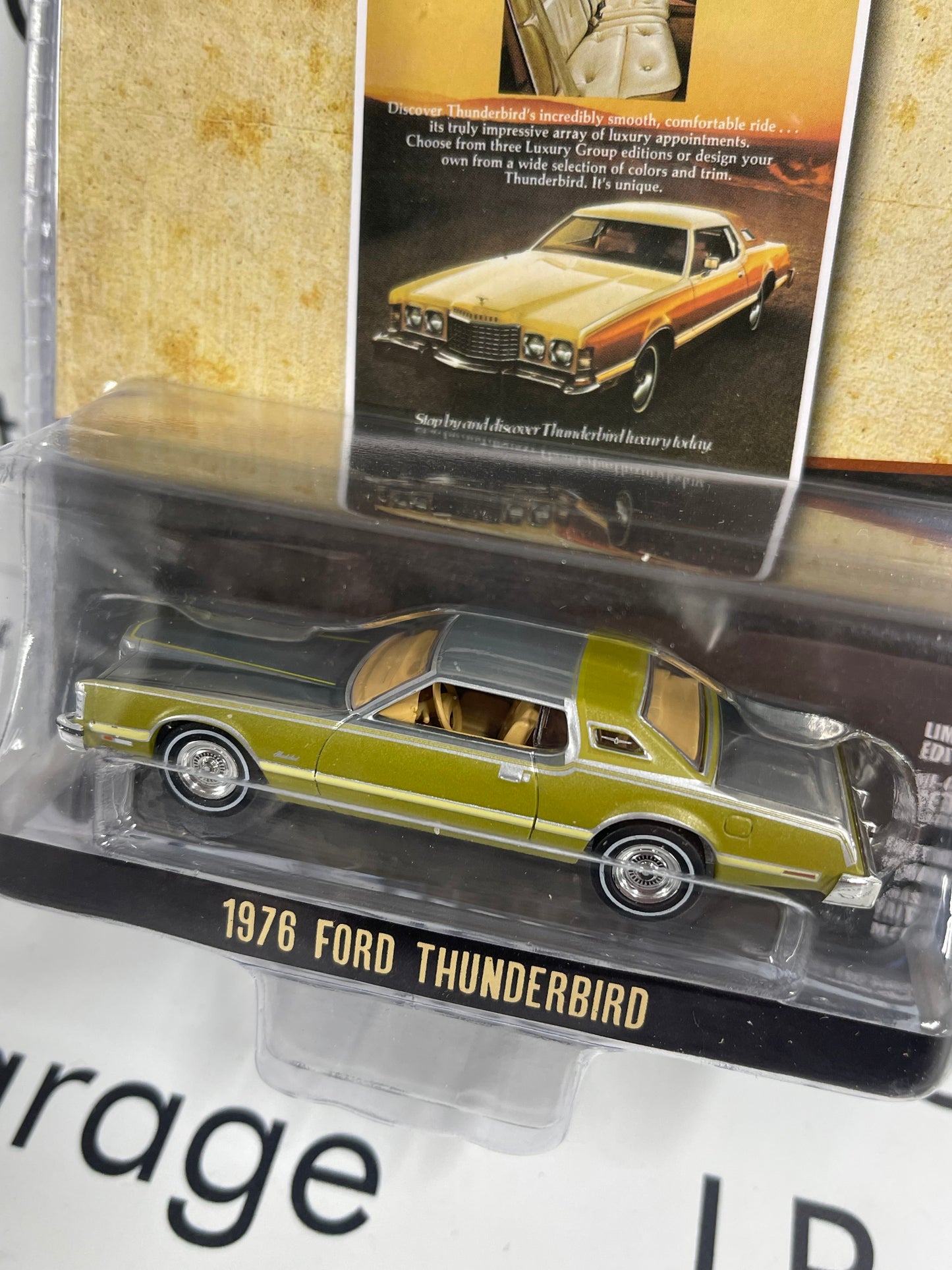 RAW CHASE GREENLIGHT 1976 Ford Thunderbird Gold & Beige 1:64 Diecast Vintage Ad Cars