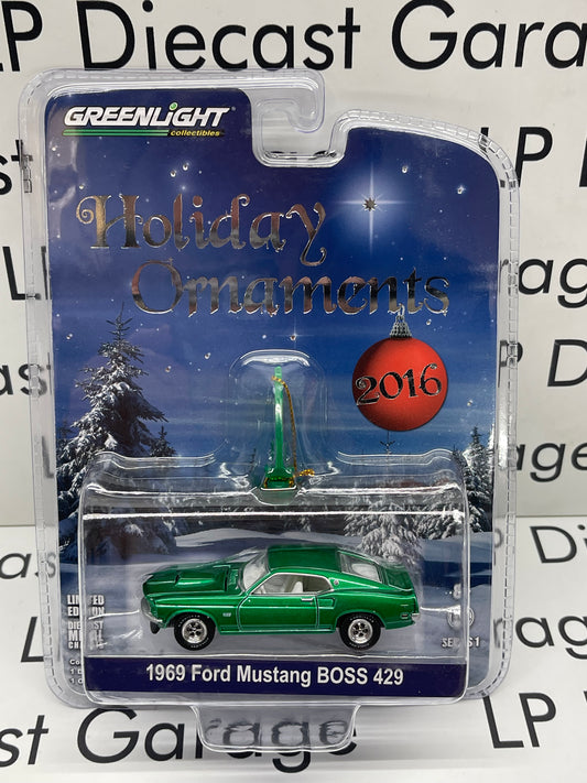 GREENLIGHT 1969 Ford Mustang Boss 429 Holiday Ornaments 2016 Green 1:64 Diecast