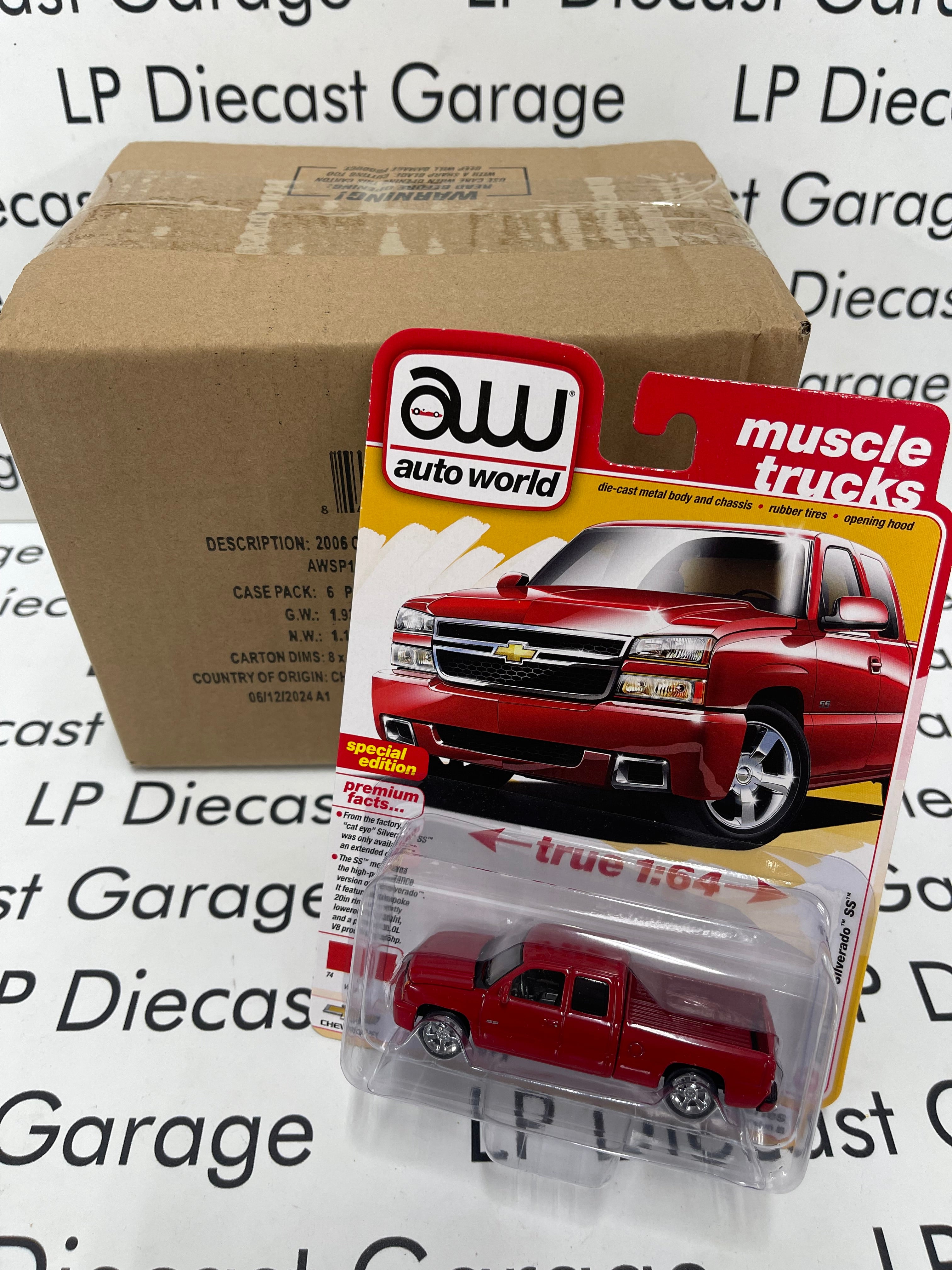 AUTO WORLD 2006 Chevy Silverado SS Victory Red Muscle Trucks 1 64 Diec LP Diecast Garage