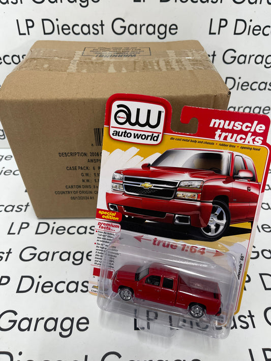 AUTO WORLD 2006 Chevy Silverado SS Victory Red Muscle Trucks 1:64 Diecast CASE OF 12