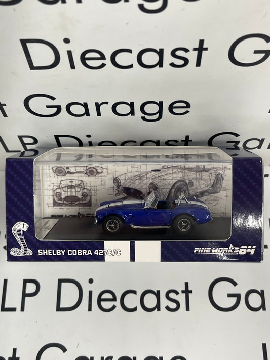 FINE WORKS 64 Shelby Cobra 427 S/C Blue w/ White Stripes 1:64 Diecast