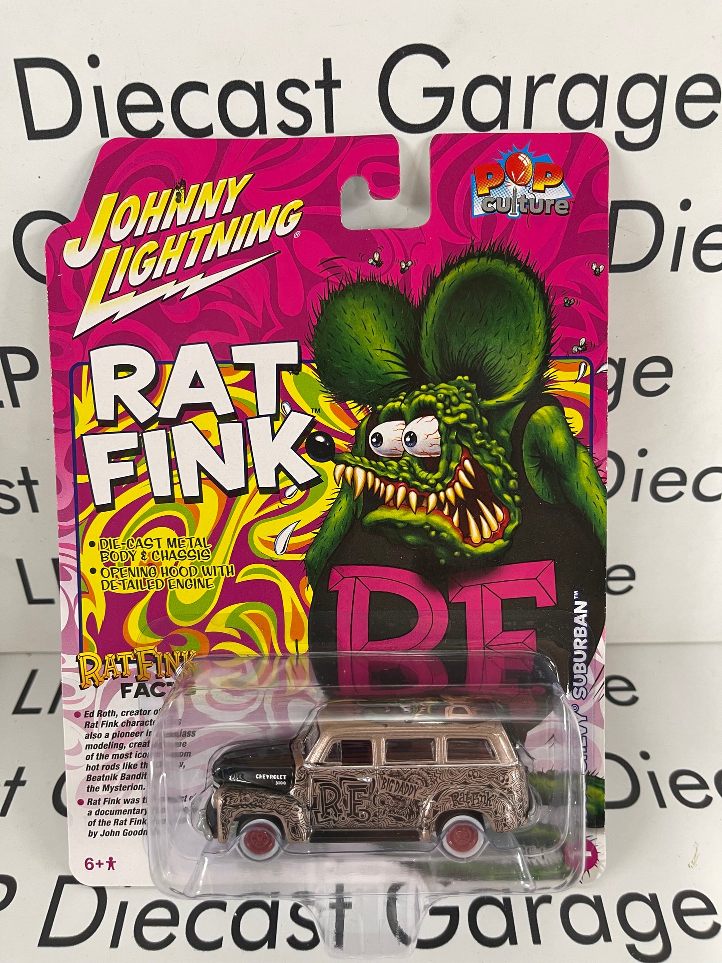 JOHNNY LIGHTNING 1950 Chevy Suburban Rat Fink Pop Culture 1:64 Diecast