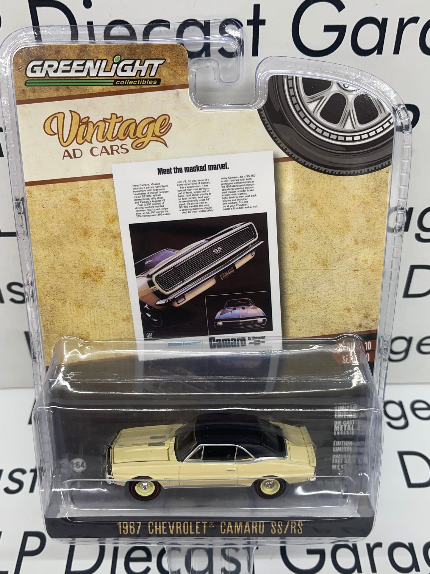 GREENLIGHT 1967 Chevrolet Camaro SS/RS Tan Vintage Ad Cars 1:64 Diecast