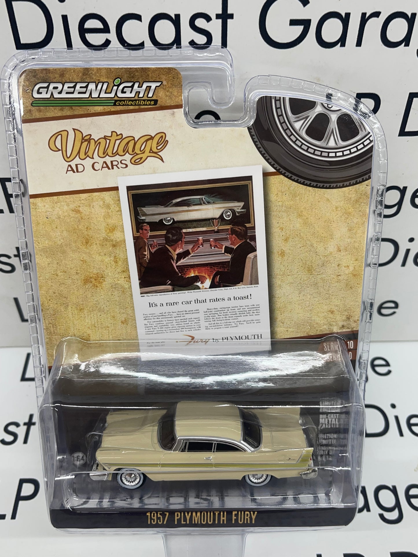 GREENLIGHT 1957 Plymouth Fury Tan Vintage Ad Cars 1:64 Diecast