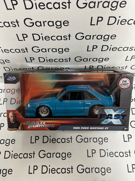 JADA 1989 Ford Mustang GT FAST X Fast & Furious Movie Car Blue 1:24 Diecast