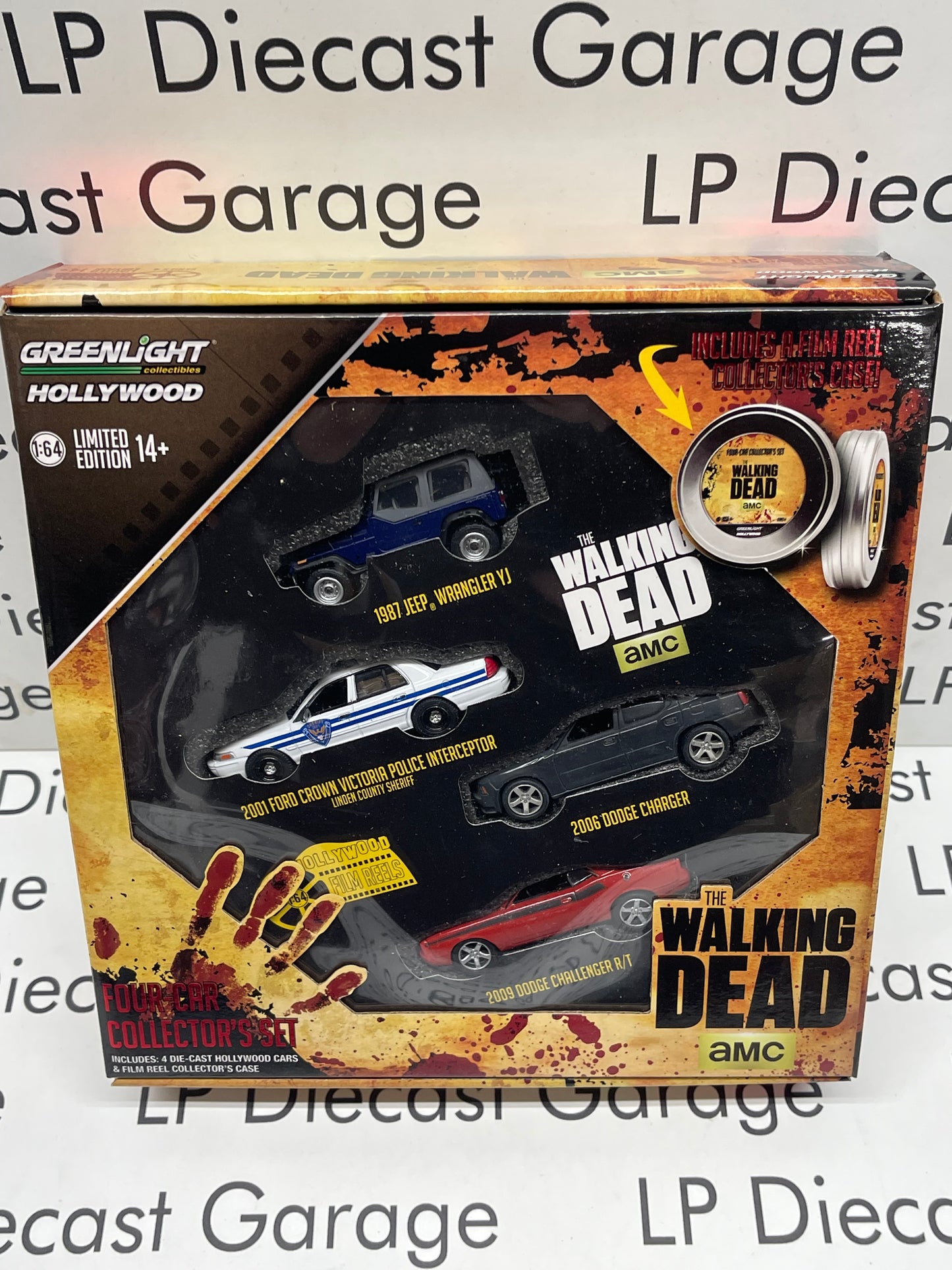 GREENLIGHT The Walking Dead AMC Four Car Collector Set Jeep Crown Victoria Charger Challenger 1:64 Diecast