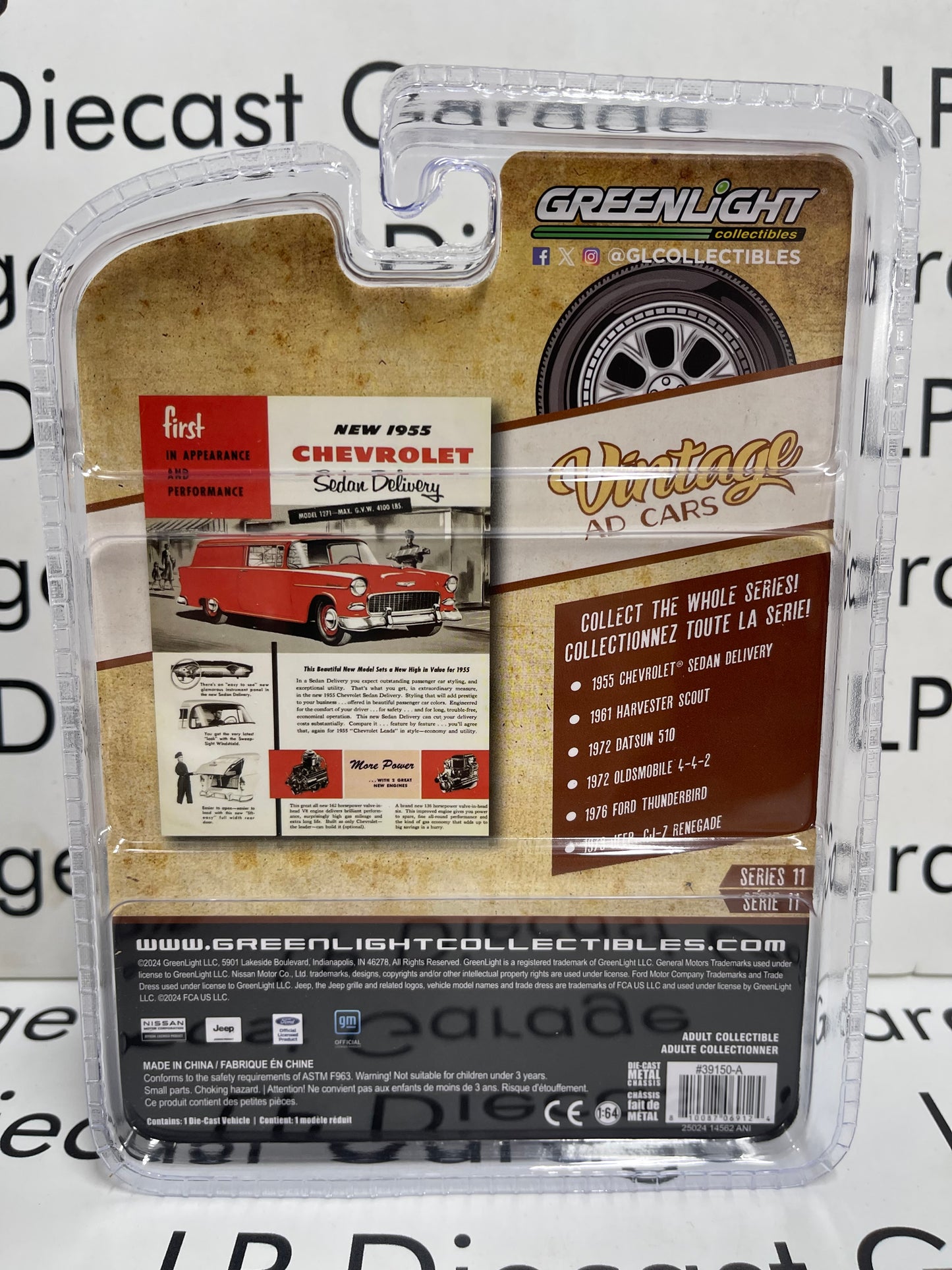 GREENLIGHT 1955 Chevrolet Sedan Delivery Red 1:64 Diecast Vintage Ad Cars