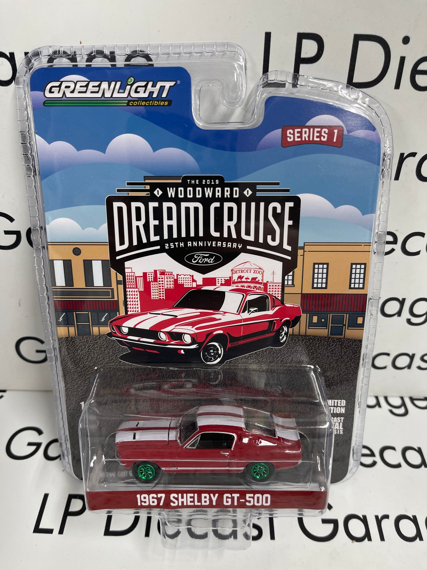 GREEN MACHINE CHASE GREENLIGHT 1967 Ford Mustang Shelby GT500 Red 1:64 Diecast Woodward Dream Cruise