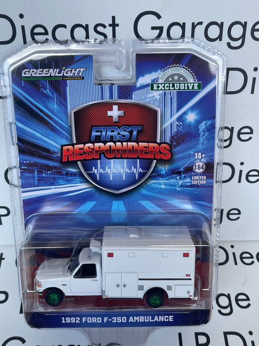 GREENLIGHT *GREEN MACHINE* 1992 Ford F-350 Ambulance First Responders Blank White 1:64 Diecast