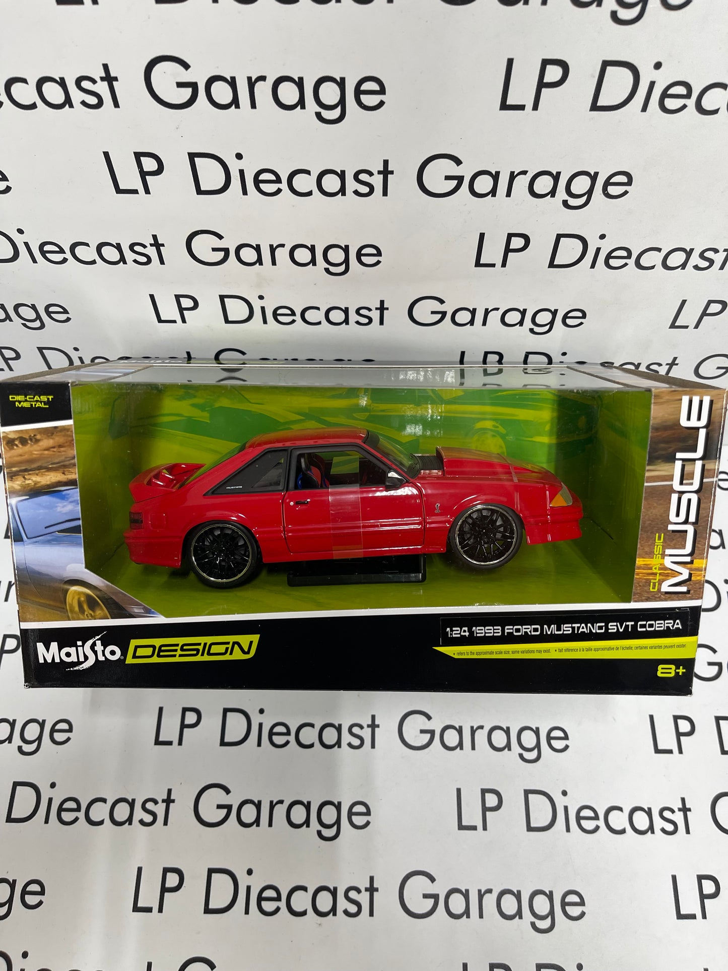 MAISTO Designs 1993 Ford Mustang Cobra SVT Red Custom 1:24 Diecast