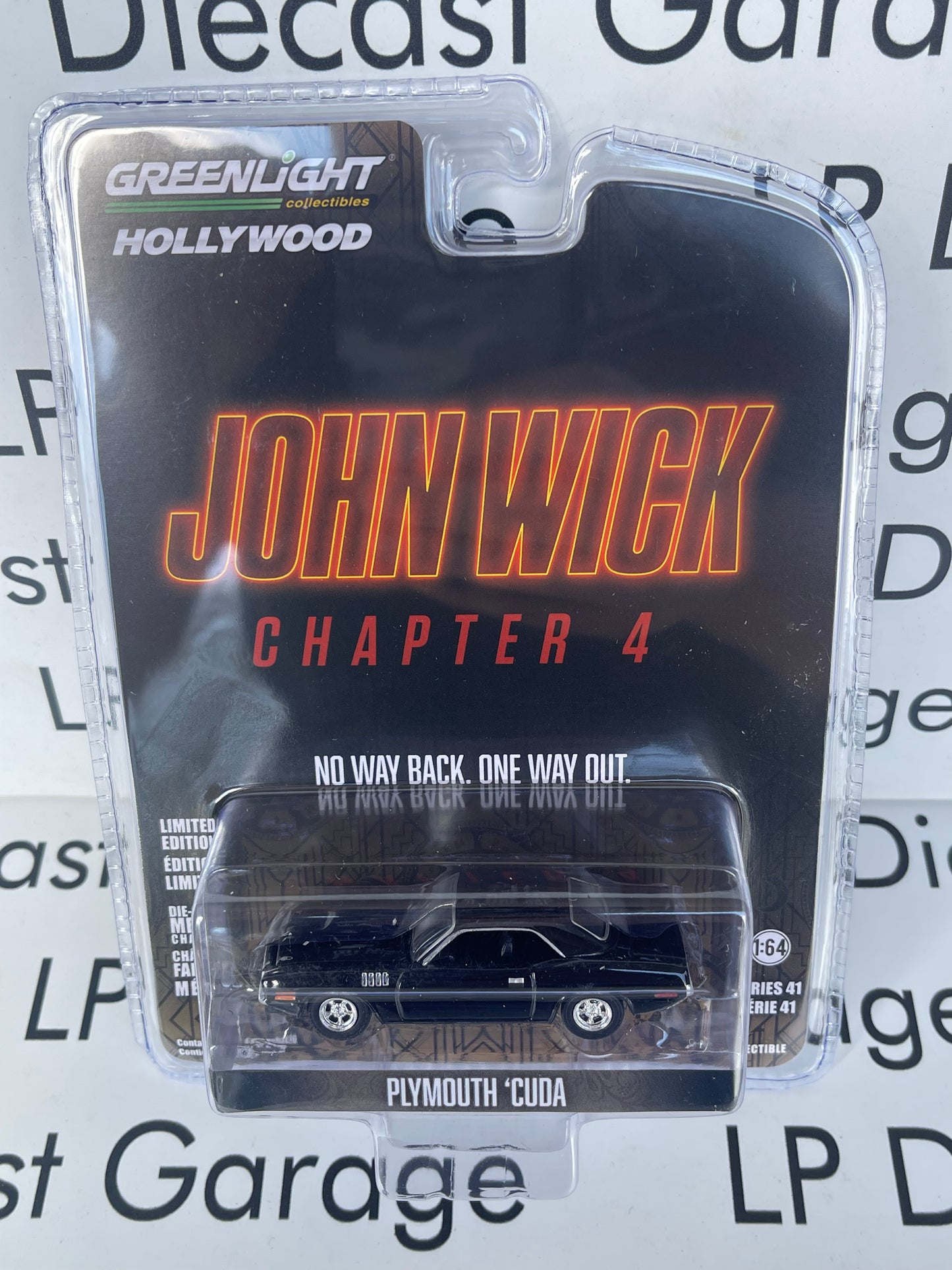 GREENLIGHT 1971 Plymouth Cuda John Wick Chapter 4 Hollywood Series 41 1:64 Diecast