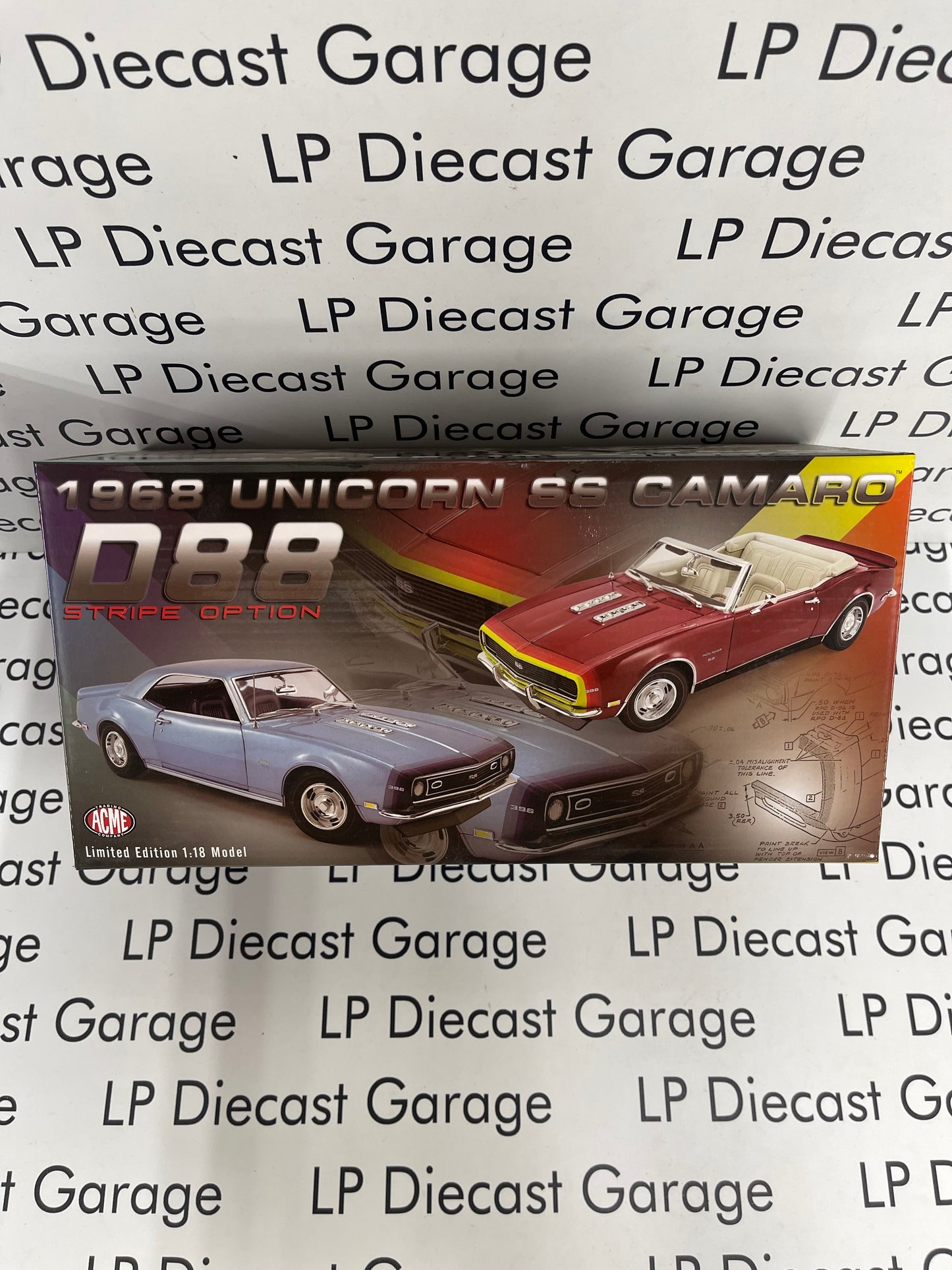 ACME 1968 Chevrolet Camaro SS Unicorn Blue A1805717 1:18 Diecast