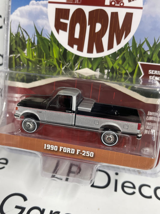 GREENLIGHT 1990 Ford F-250 Black & Silver 1:64 Diecast Down on the Farm Truck