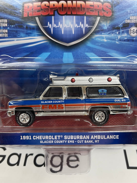 CHROME CHASE GREENLIGHT 1991 Chevrolet Suburban Glacier EMS 1:64 Diecast First Responders