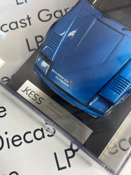 KESS Models 1983 Porsche 911 (930) Bi-Turbo 3.3 Blue Metallic 1:18 Scale Resin Model