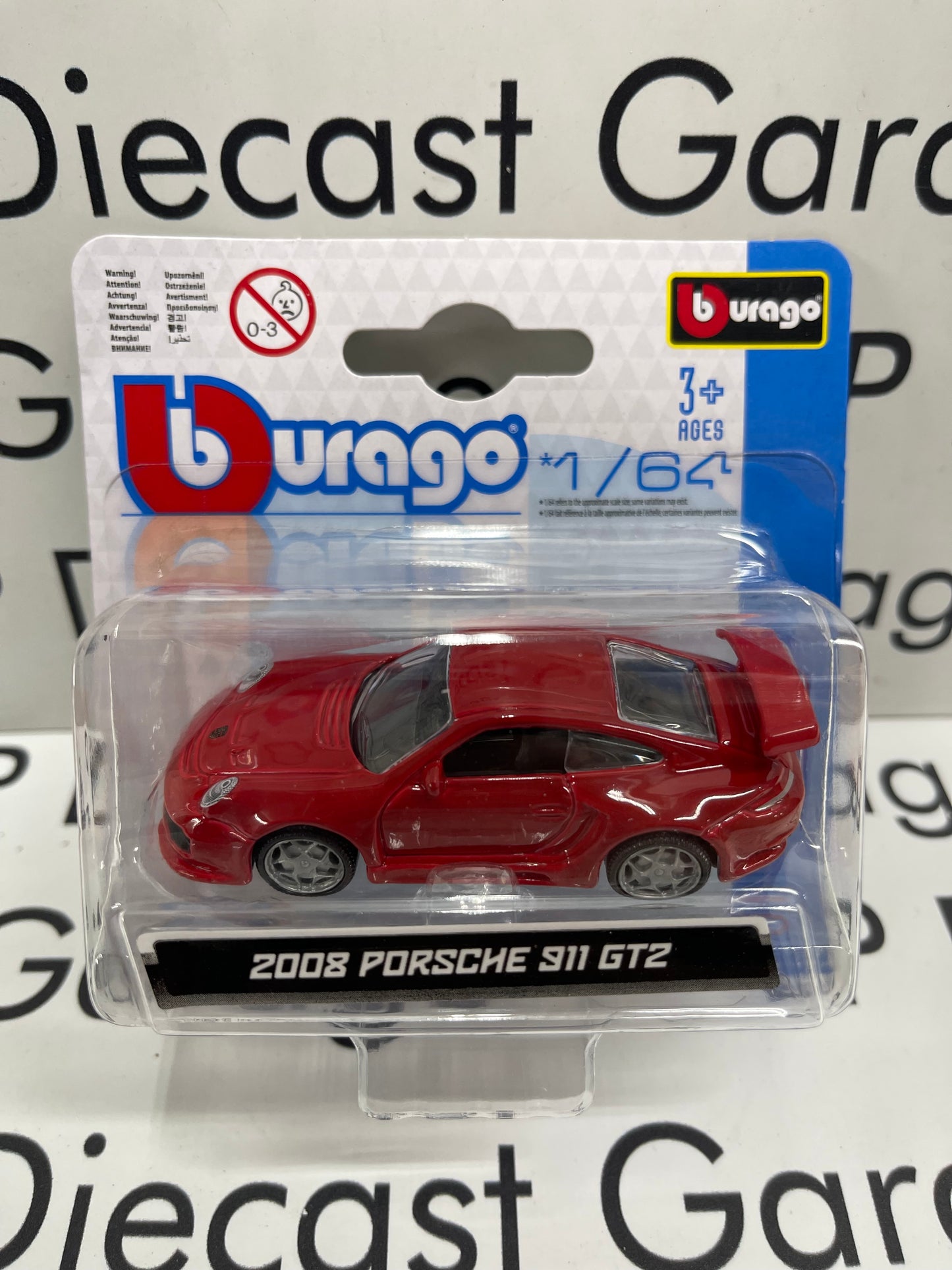 BURAGO 2008 Porsche 911 GT2 Red Sports Car 1:64 Diecast