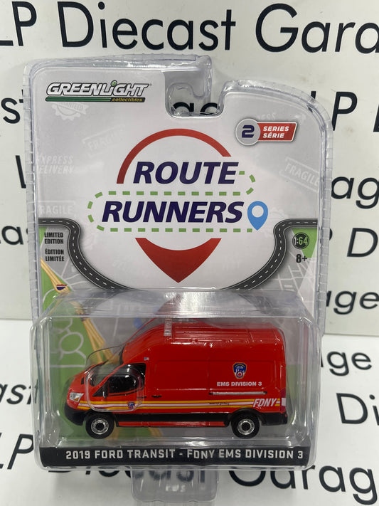 GREENLIGHT 2019 Ford Transit FDNY EMS Division 3 Route Runners 1:64 Diecast