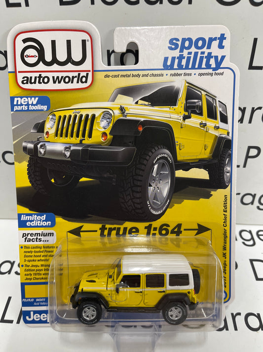 AUTO WORLD 2017 Jeep JK Wrangler Chief Edition Acid Yellow Sport Utility 1:64 Diecast