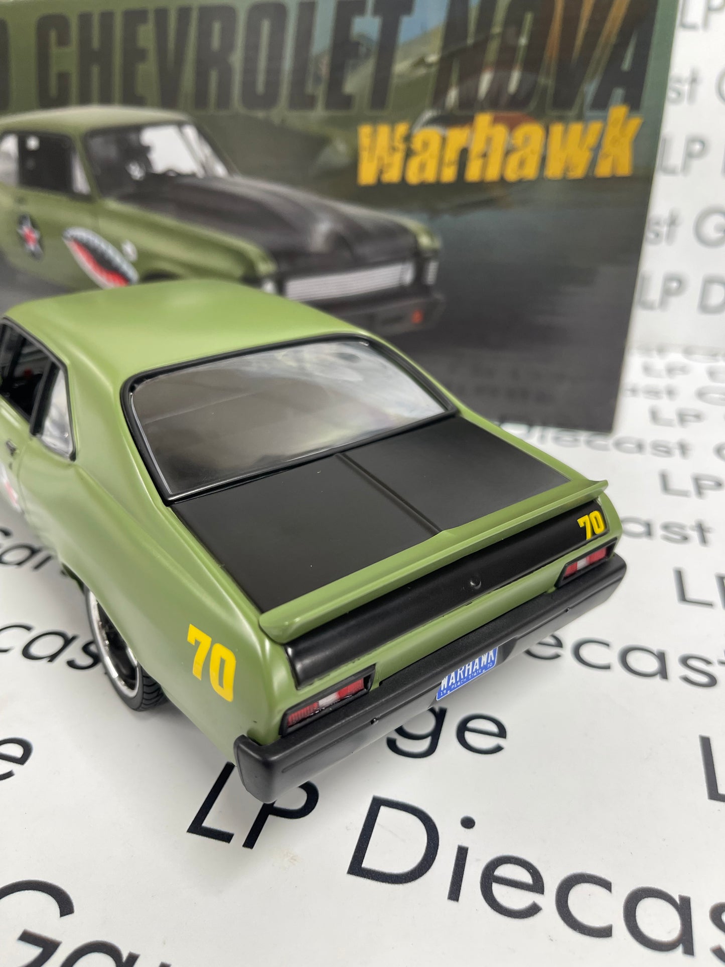 GMP 1970 Chevrolet Nova Warhawk Army Green 1:18 Diecast 18957-B