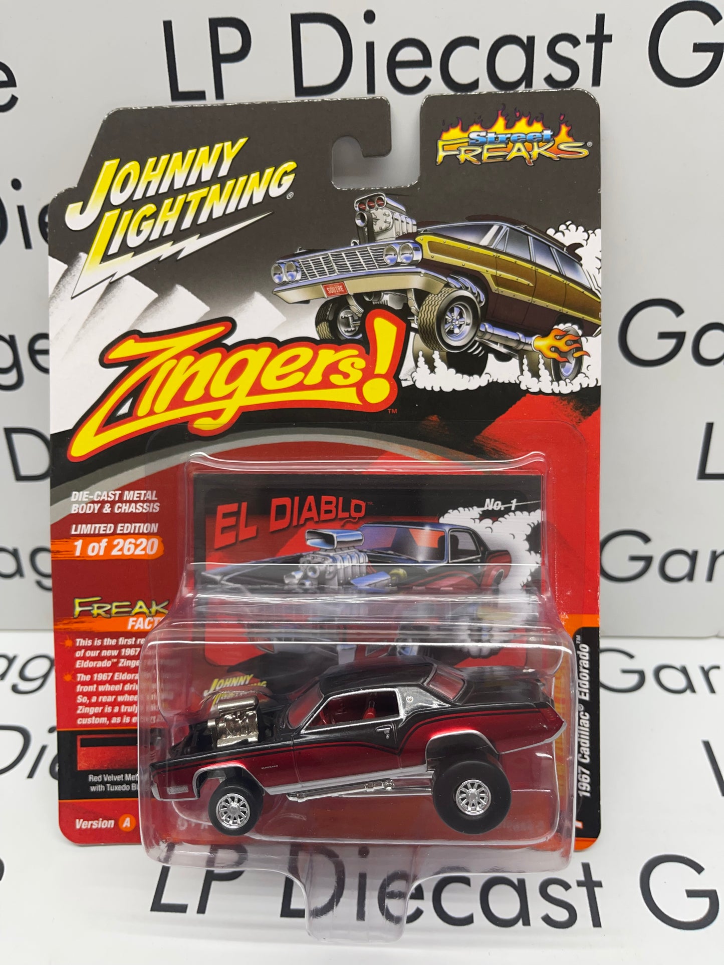 JOHNNY LIGHTNING 1967 Cadillac Eldorado El Diablo Street Freaks Zingers Black & Red 1:64 Diecast