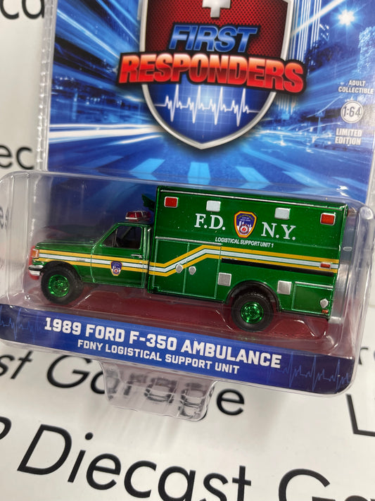 CHROME CHASE GREENLIGHT 1989 Ford F-350 Ambulance FDNY 1:64 Diecast