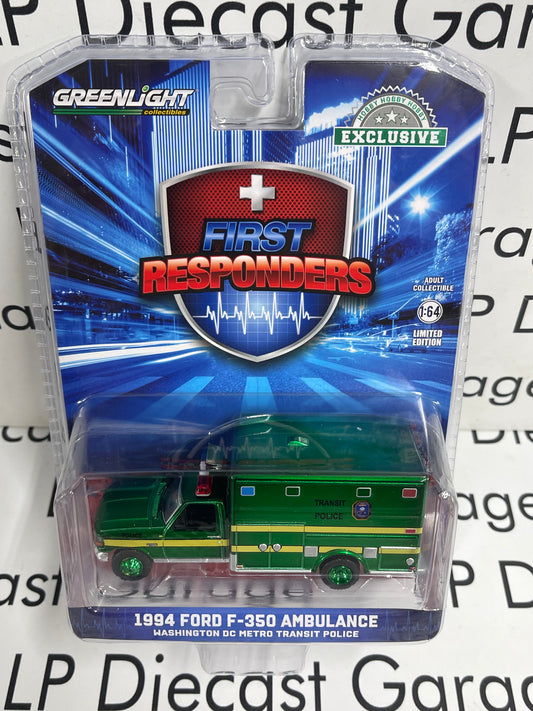 CHROME CHASE GREENLIGHT 1994 Ford F-350 Ambulance Washington Metro 1:64 Diecast