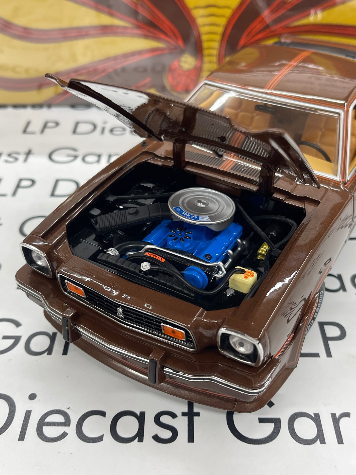 GREENLIGHT 1978 Ford Mustang II King Cobra Dark Brown w/ Orange Stripes 1:18 Diecast