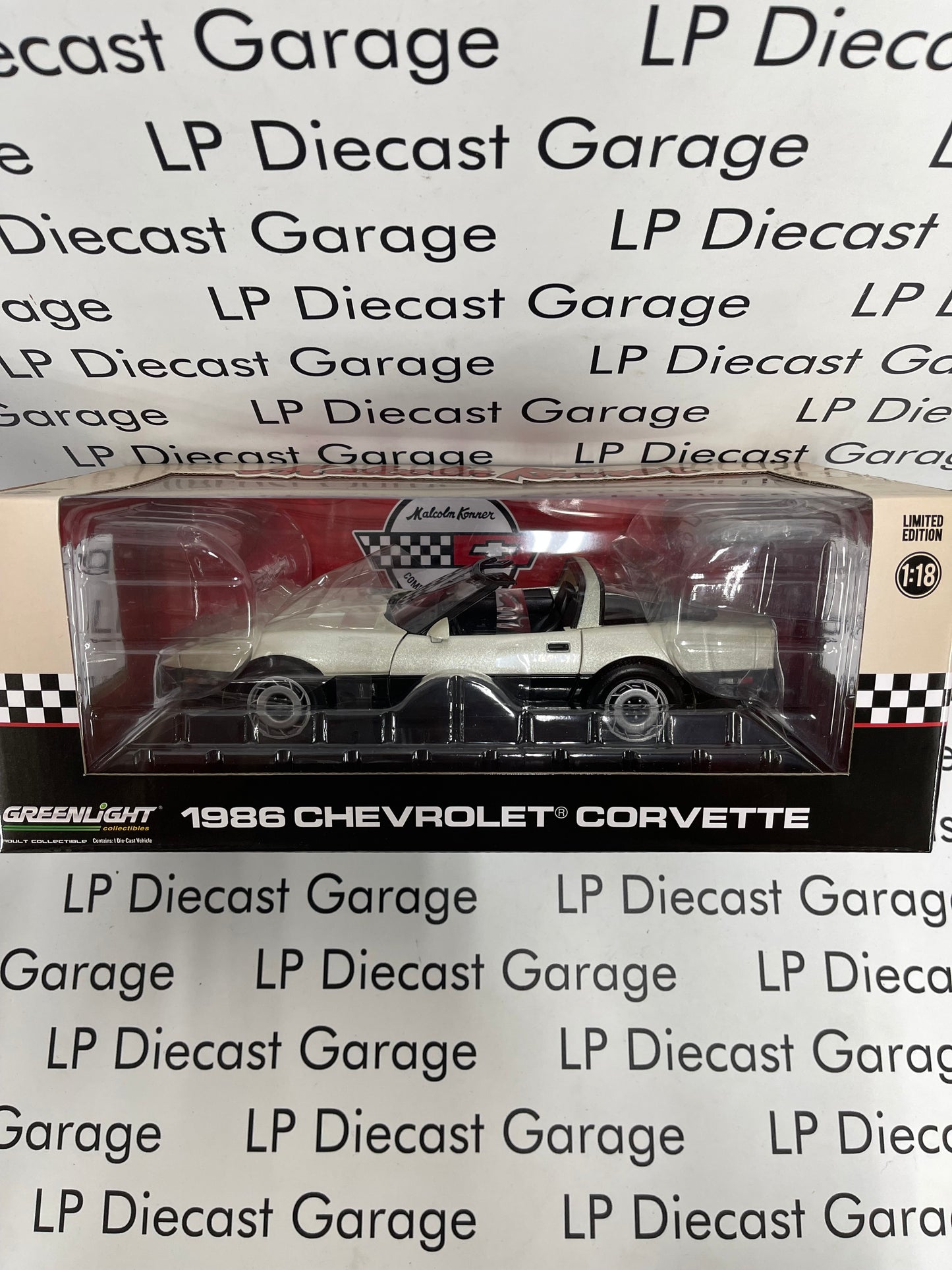 GREENLIGHT 1986 Chevrolet Corvette Malcolm Konner Edition 1:18 Diecast