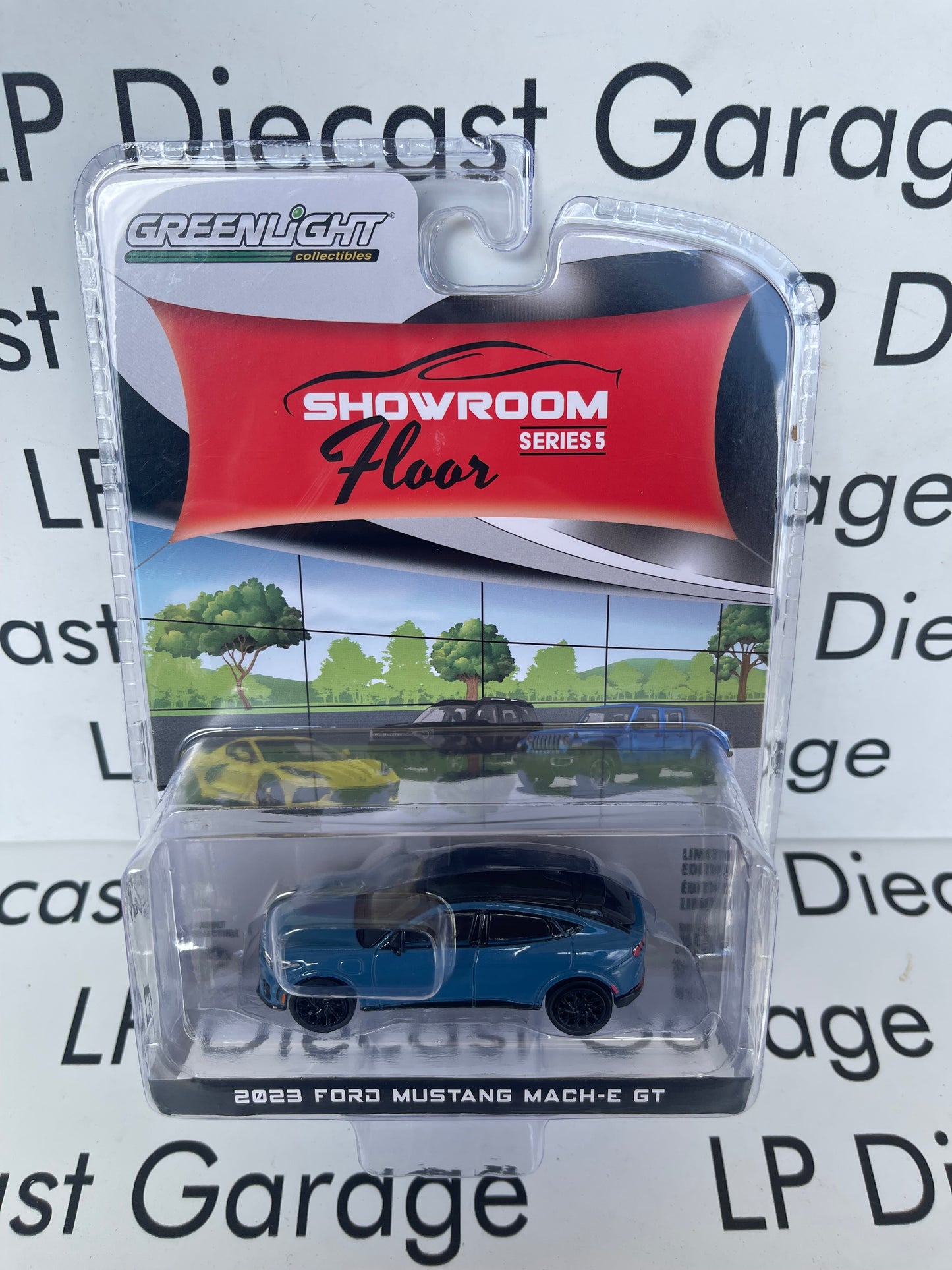 GREENLIGHT 2023 Ford Mustang Mach-E GT Vapor Blue Showroom Series 5 1:64 Diecast