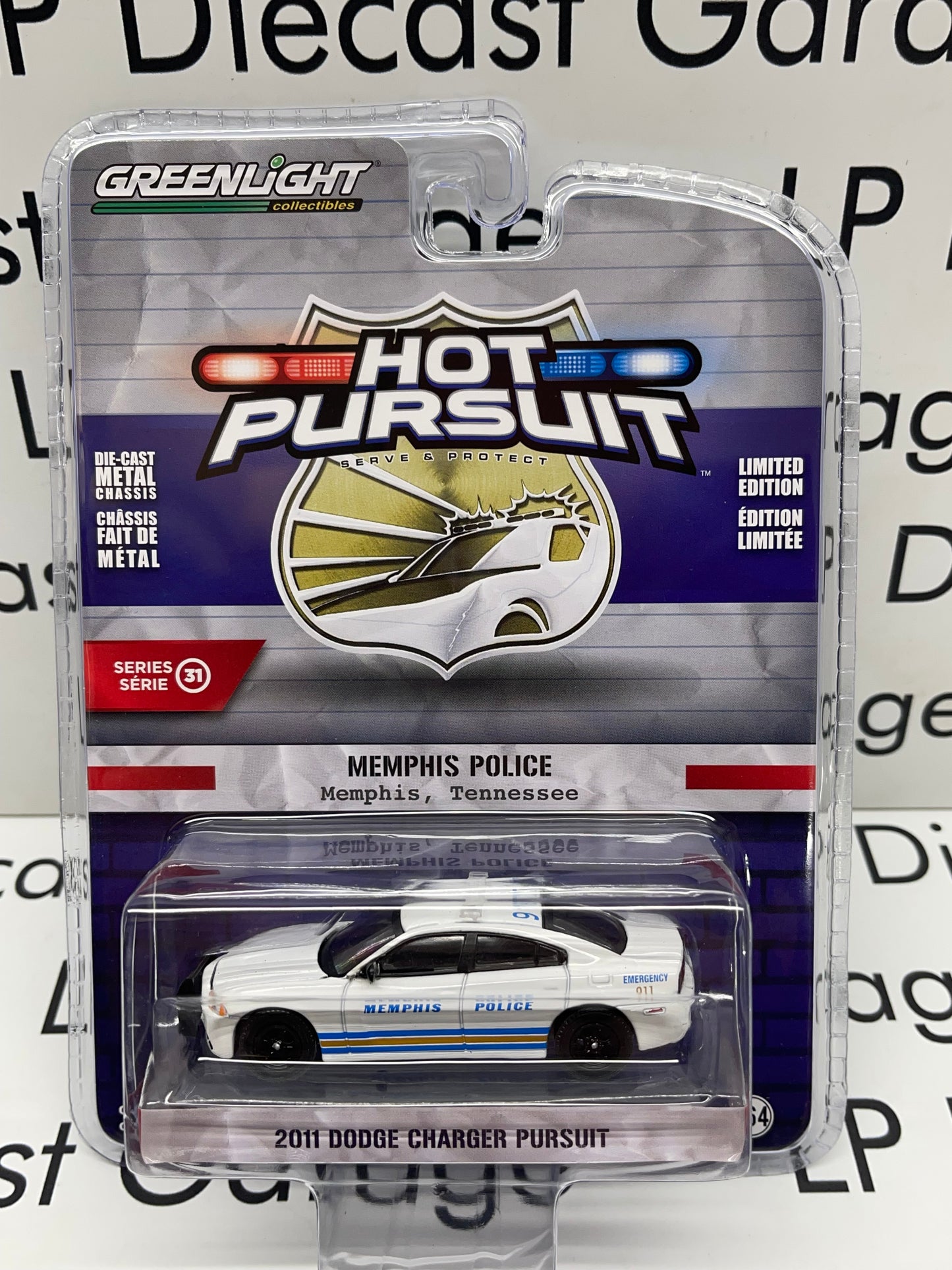 GREENLIGHT 2011 Dodge Charger Pursuit Memphis Police Tennessee Hot Pursuit 1:64 Diecast