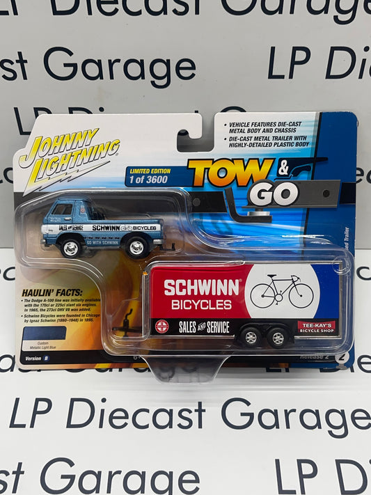 JOHNNY LIGHTNING 1965 Dodge A-100 Pick Up & Enclosed Trailer Schwinn Bicycles 1:64 Diecast