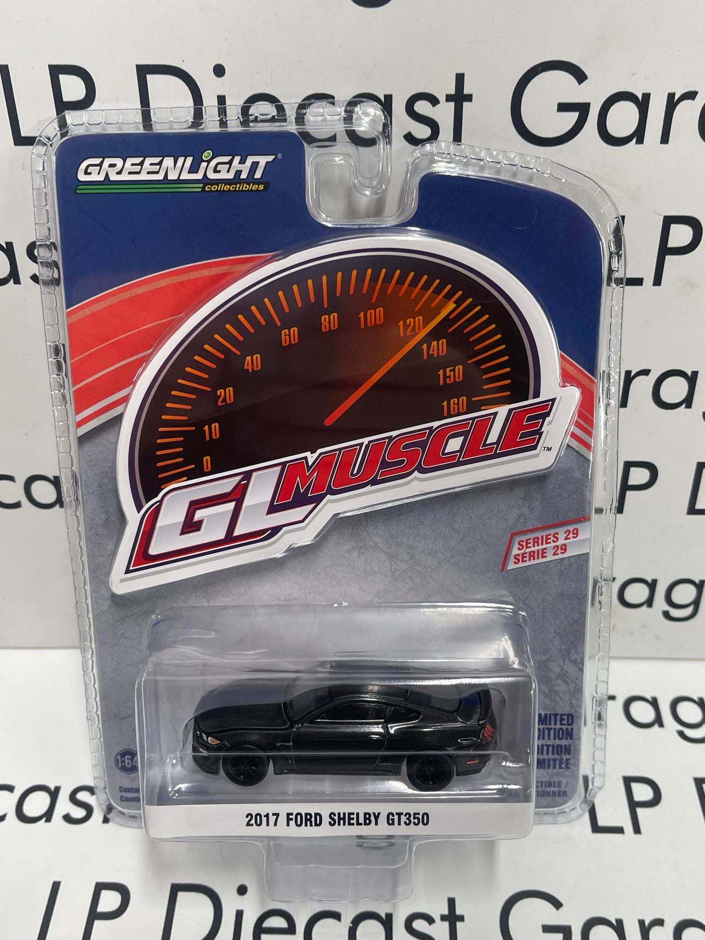 GREENLIGHT 2017 Ford Mustang Shelby GT350 Gray w/ Blue Stripe 1:64 Diecast GL Muscle