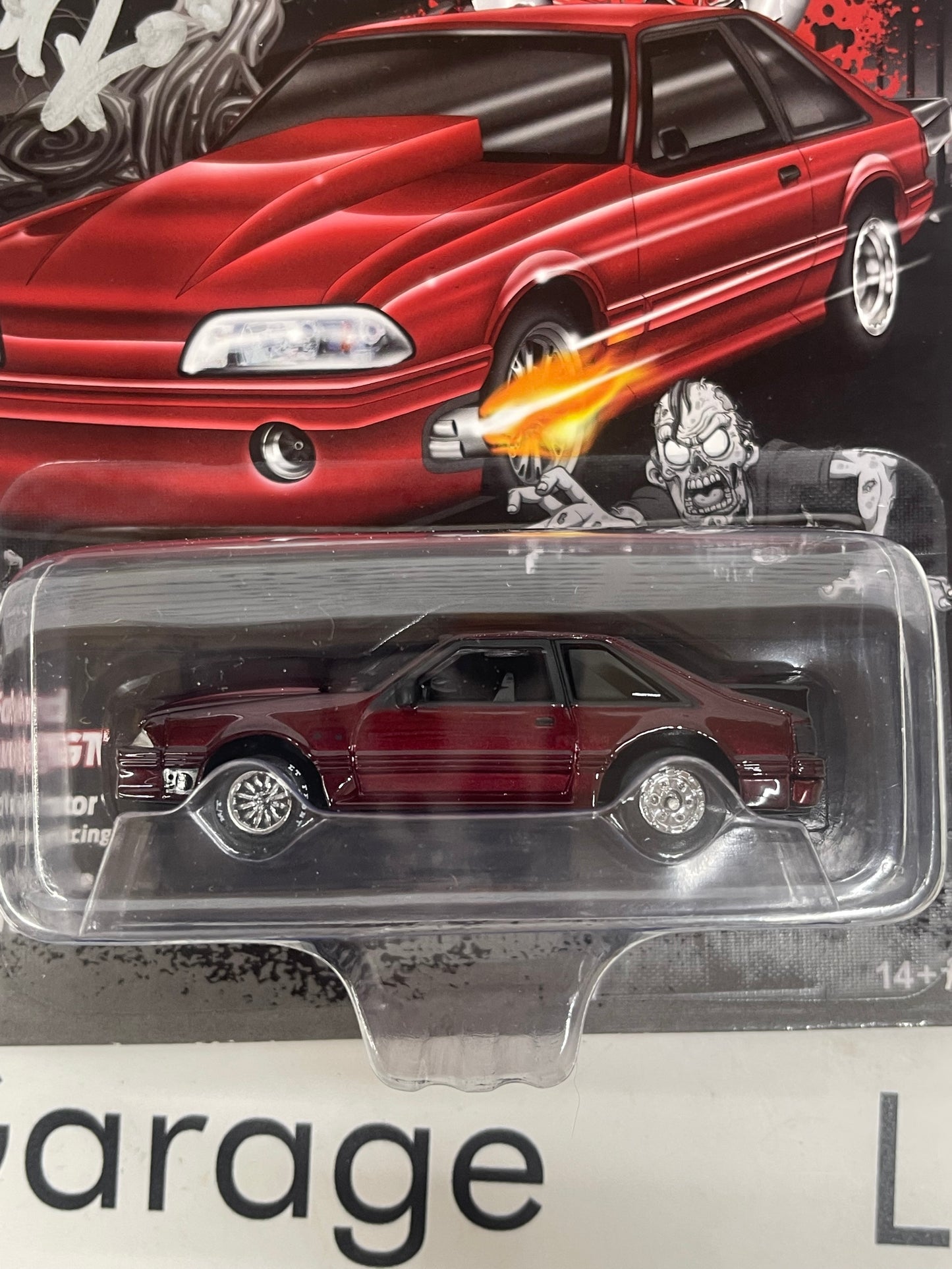 JOHNNY LIGHTNING 1987 Ford Mustang GT Dirty Red Racing 1:64 Diecast Bill Robaey