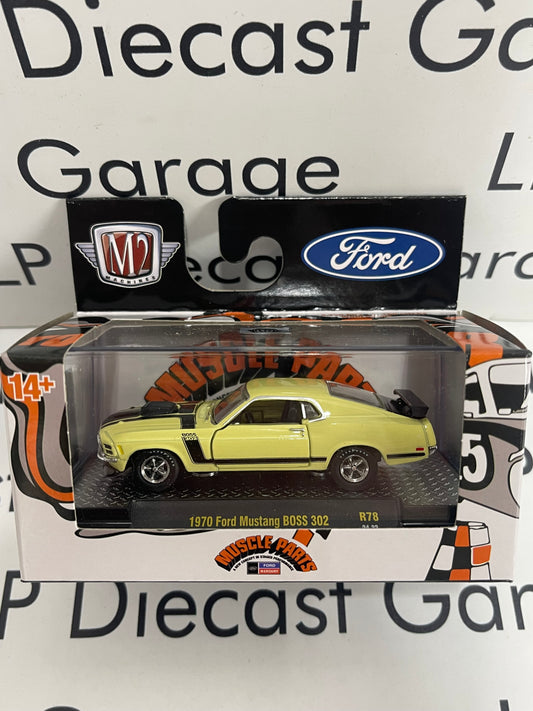 M2 Machines 1970 Ford Mustang Boss 302 Yellow 1:64 Diecast