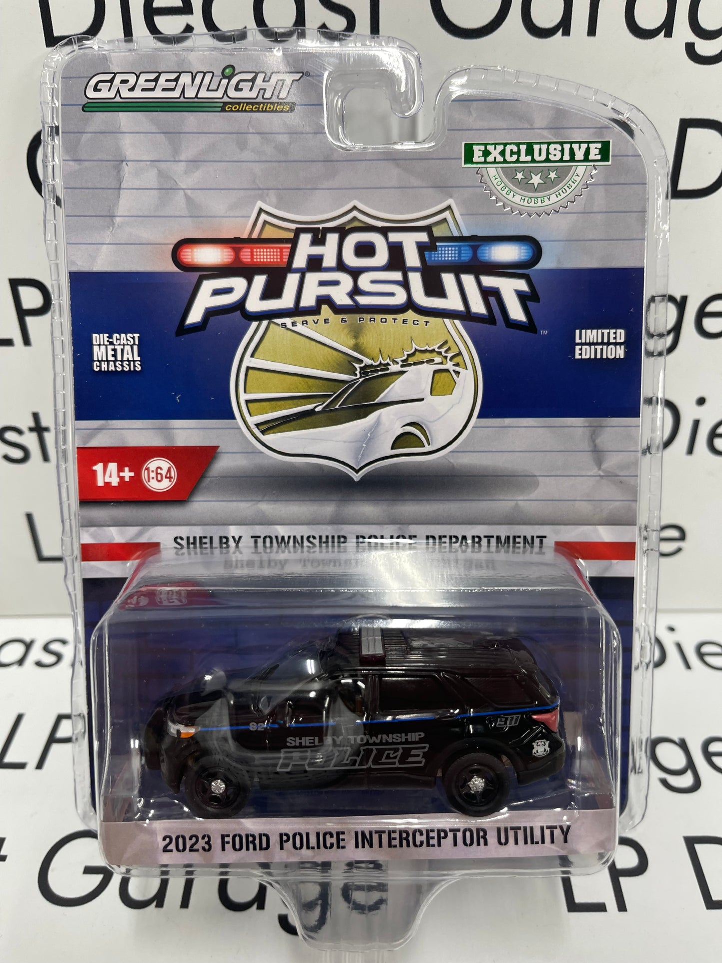 GREENLIGHT 2023 Ford Police Interceptor Utility Shelby Township Police Dept Michigan Hot Pursuit 1:64 Diecast