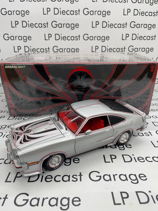 GREENLIGHT 1978 Ford Mustang II King Cobra Silver w/ Red & Black Stripes 1:18 Diecast