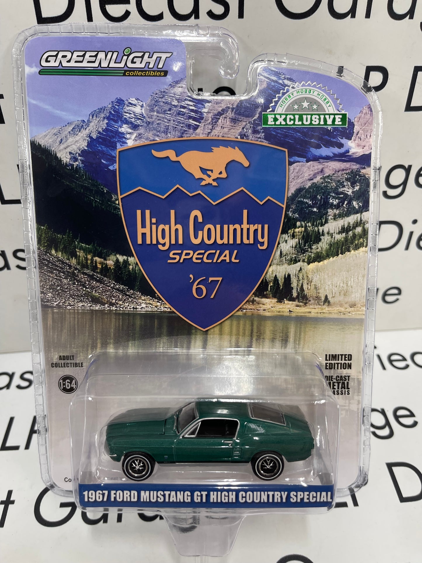 GREENLIGHT 1967 Ford Mustang GT High Country Special Timberline Green 1:64 Diecast