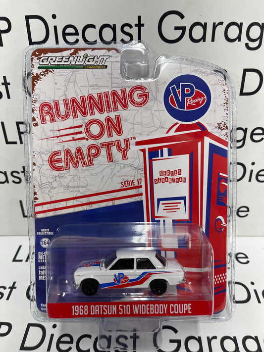 GREENLIGHT 1968 Datsun 510 Widebody Coupe VP Racing 1:64 Diecast Running on Empty