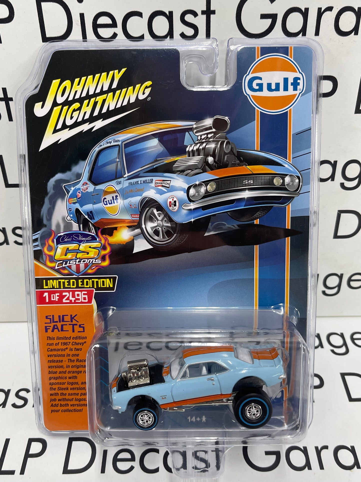 JOHNNY LIGHTNING 1967 Chevy Camaro Zingers Gulf CS Customs No Graphics 1:64 Diecast