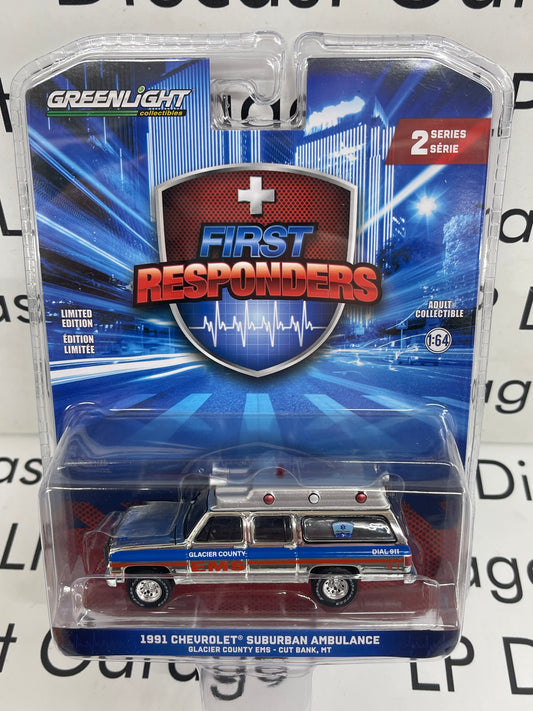 CHROME CHASE GREENLIGHT 1991 Chevrolet Suburban Glacier EMS 1:64 Diecast First Responders