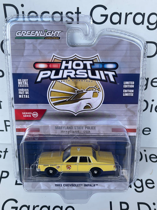 GREENLIGHT Hot Pursuit Series 45 1983 Chevrolet Impala Maryland State Police 1:64 Diecast