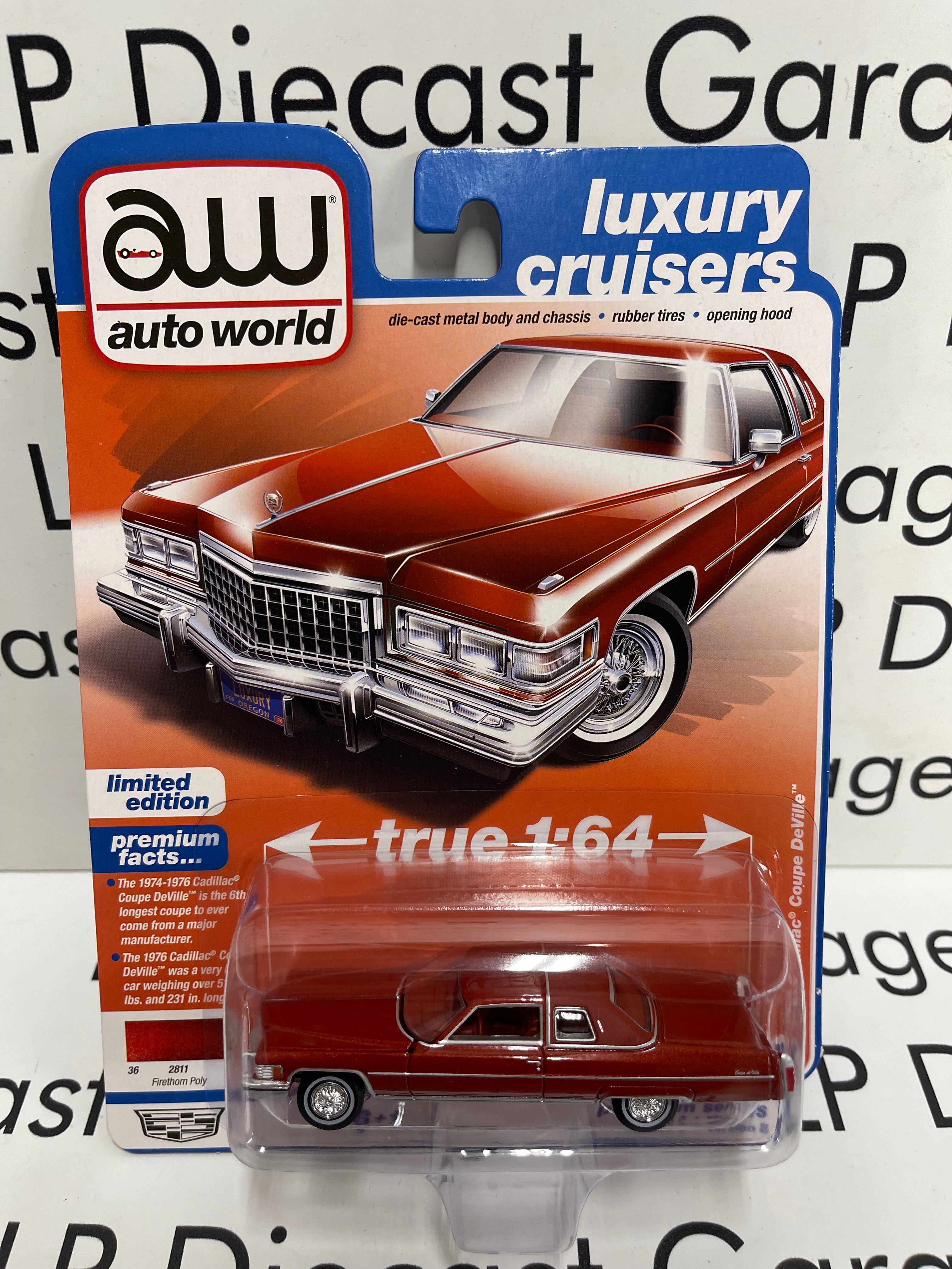 AUTO WORLD 1975 Cadillac Coupe Deville Firethorn Poly Red Luxury Cruis ...